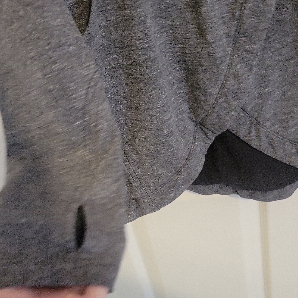 Lululemon Stylish Heather Gray Cowl Neck cross over snap close Jacket - Picture 4 of 7